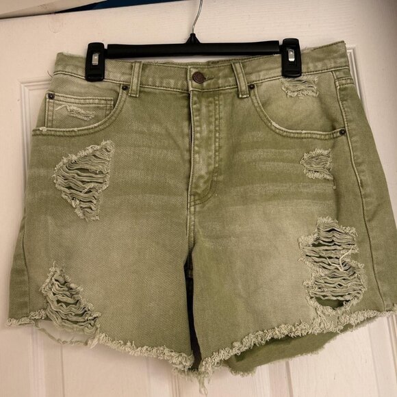 BDG urban outfitters light green dropped waist denim distressed shorts - Picture 1 of 2